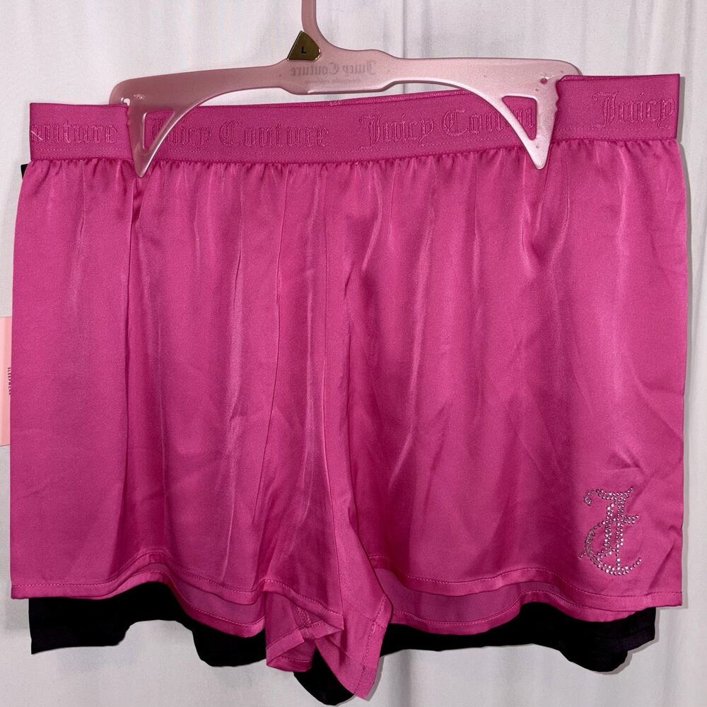 JUICY COUTURE Soft Light Satin Sleep Shorts Pink & Black 2 Pack Size Large NWT